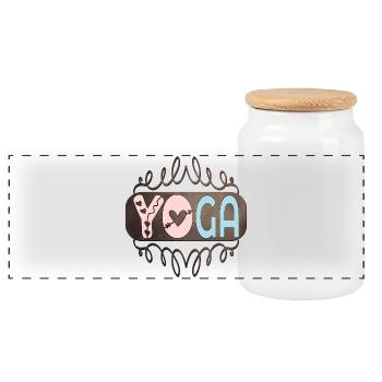 YOGA ACHTSAMKEIT - MEDITATION SPRÜCHE - Panorama Keksdose mit Holzdeckel - Weiß - Vorne