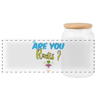 Are you radishe? Funny word game sport cool humor - Panoramic Cookie Jar with Wooden Lid - white - Front