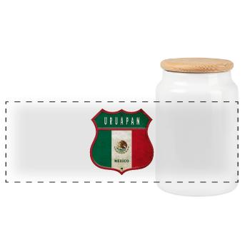 Conception des armoiries d'Uruapan au Mexique - Boîte à biscuits avec couvercle en bois - blanc - Devant