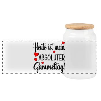 GAMMMELTAG FAULENZEN - Panorama Keksdose mit Holzdeckel - Weiß - Vorne