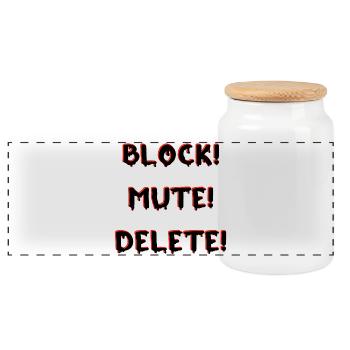 BLOCK MUTE DELETE - Panoramic Cookie Jar with Wooden Lid - white - Front