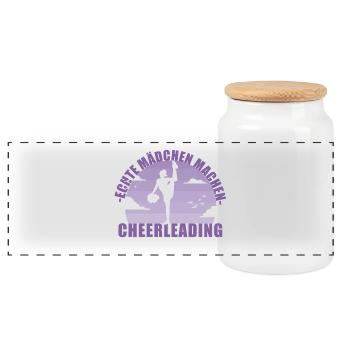 Cheerleading Cheerleader Pompons Mädchen Geschenk - Panorama Keksdose mit Holzdeckel - Weiß - Vorne