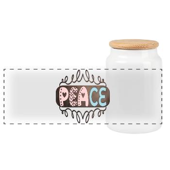 Peace - Panoramic Cookie Jar with Wooden Lid - white - Front