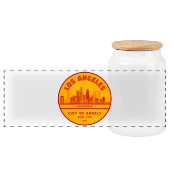 Sunstamp Los Angeles Skyline - Panoramic Cookie Jar with Wooden Lid - white - Front