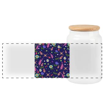 all over prints mädchen, kindliches Blumenmuster - Panorama Keksdose mit Holzdeckel - Weiß - Vorne