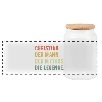 Christian Vorname Der Mann Der Mythos Die Legende - Panorama Keksdose mit Holzdeckel - Weiß - Vorne