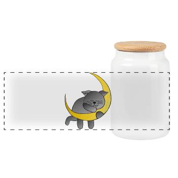 Monde, Katzen design, schlafend - Panorama Keksdose mit Holzdeckel - Weiß - Vorne