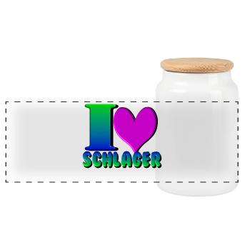 Schlager Party , Schlager Musik , Love Schlager - Panorama Keksdose mit Holzdeckel - Weiß - Vorne