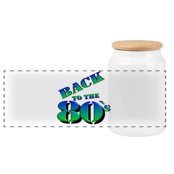 des années 80 Party Retro Fun chemise, dos 80 (25) - Boîte à biscuits avec couvercle en bois - blanc - Devant