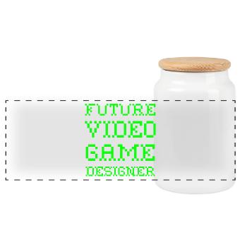 Future Video Game Designer Informatiker Computer - Panorama Keksdose mit Holzdeckel - Weiß - Vorne