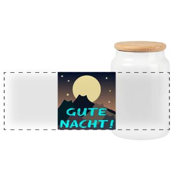 Gute Nacht - KATZEN BERGLANDSCHAFT - NATUR - Panorama Keksdose mit Holzdeckel - Weiß - Vorne