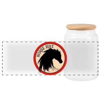 reiten Pferd hobby sport horse love wappen mähne b - Panorama Keksdose mit Holzdeckel - Weiß - Vorne
