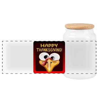 Happy Thanksgiving - TRUTHAHN - Panorama Keksdose mit Holzdeckel - Weiß - Vorne