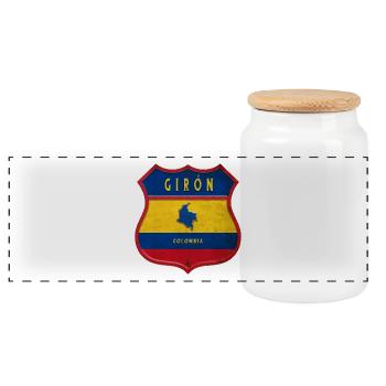 Girón Kolumbien Wappen Design - Panorama Keksdose mit Holzdeckel - Weiß - Vorne