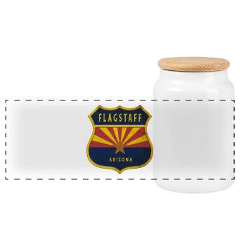Design de l'emblème du drapeau de l'Arizona - Boîte à biscuits avec couvercle en bois - blanc - Devant