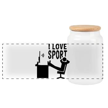 Paresseux j’aime le sport | Levez les pieds - Boîte à biscuits avec couvercle en bois - blanc - Devant