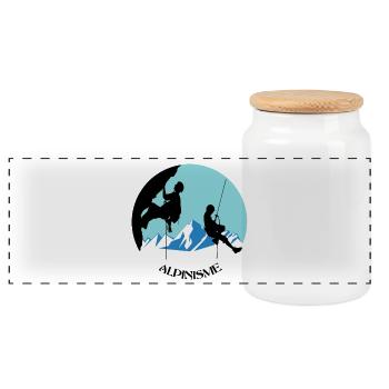 Alpinisme - Boîte à biscuits avec couvercle en bois - blanc - Devant