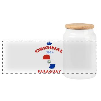 Paraguay Original 100% Flaggen Design - Panorama Keksdose mit Holzdeckel - Weiß - Vorne