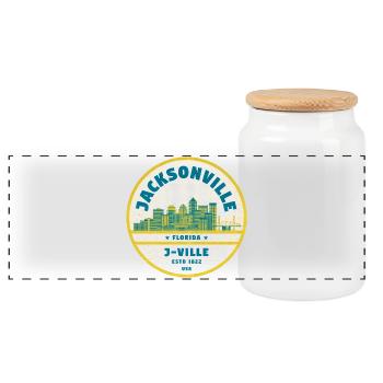 Jacksonville Skyline Crest - Panorama Keksdose mit Holzdeckel - Weiß - Vorne