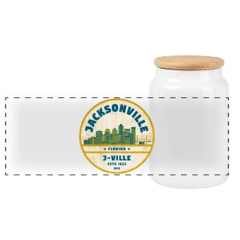 Jacksonville J-Ville Skyline Patch - Panoramic Cookie Jar with Wooden Lid - white - Front