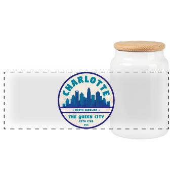 Charlotte Skyline Badge The Queen City - Panorama Keksdose mit Holzdeckel - Weiß - Vorne