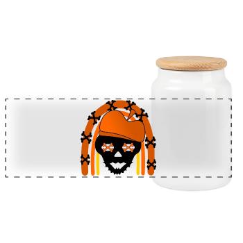 HALLOWEEN COSTUMES - SKULL - Panoramic Cookie Jar with Wooden Lid - white - Front