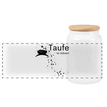 Taufe im Advent Segen der Geburt Christi Stern - Panorama Keksdose mit Holzdeckel - Weiß - Vorne