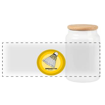 Badminton - Panoramic Cookie Jar with Wooden Lid - white - Front