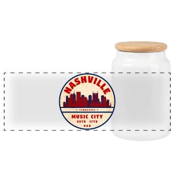 Nashville Musikstadt Retro Siegel - Panorama Keksdose mit Holzdeckel - Weiß - Vorne