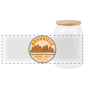 Nashville USA - Panoramic Cookie Jar with Wooden Lid - white - Front