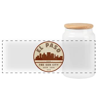 El Paso Skyline Vintage Seal - Panorama Keksdose mit Holzdeckel - Weiß - Vorne