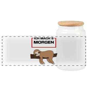 Dschungel Tier Statement Faul Schlafen Faultier - Panorama Keksdose mit Holzdeckel - Weiß - Vorne
