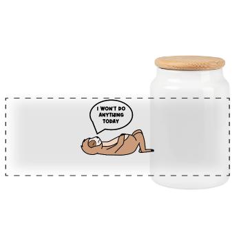Relax Sloth Lazy Chill Statement Sleep - Boîte à biscuits avec couvercle en bois - blanc - Devant