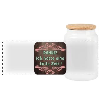 DANKESCHÖN GESCHENKE ZUM ABSCHIED - SPRUCH - Panorama Keksdose mit Holzdeckel - Weiß - Vorne