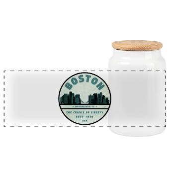 Boston États-Unis - Boîte à biscuits avec couvercle en bois - blanc - Devant