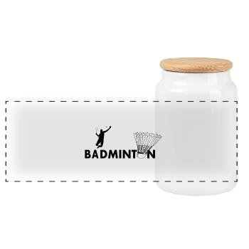 Badminton - Panoramic Cookie Jar with Wooden Lid - white - Front