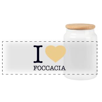 I LOVE FOCCACIA - Panoramic Cookie Jar with Wooden Lid - white - Front