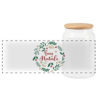 Frohe Weihnachten T-Shirt Frohe Weihnachten T-Shirt - Panorama Keksdose mit Holzdeckel - Weiß - Vorne