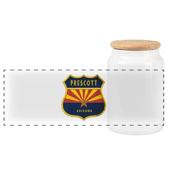 Prescott Arizona Flaggen Wappen Design - Panorama Keksdose mit Holzdeckel - Weiß - Vorne