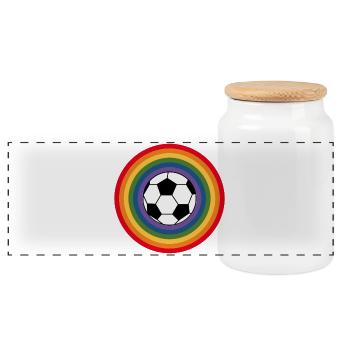 football Regembogen - Panoramic Cookie Jar with Wooden Lid - white - Front