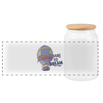 Dare To Dream - Panorama Keksdose mit Holzdeckel - Weiß - Vorne