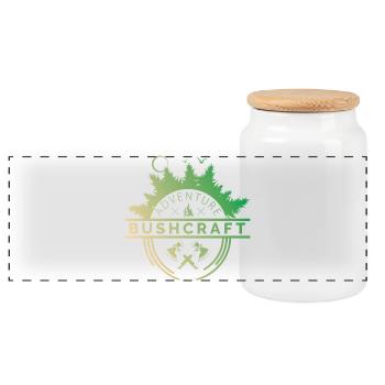 Logo Bushcraft Suvival Symbole Icône Aventure - Boîte à biscuits avec couvercle en bois - blanc - Devant