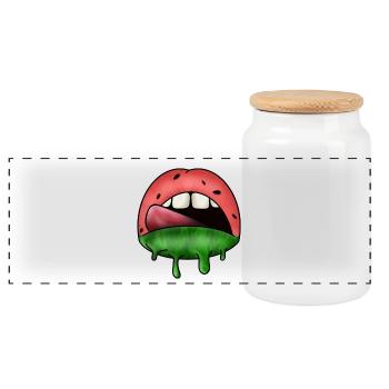 Watermelon lips - Panorama Keksdose mit Holzdeckel - Weiß - Vorne