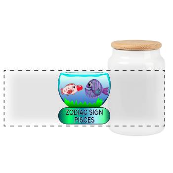 SIGNE SOLAIRE POISSONS - ASTROLOGIE DU ZODIAQUE - Boîte à biscuits avec couvercle en bois - blanc - Devant