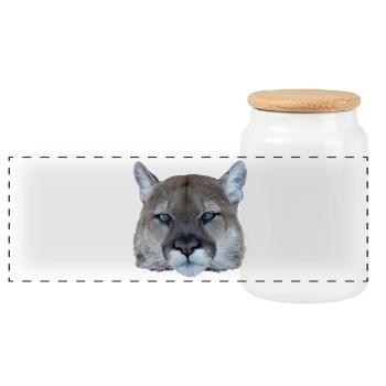 Panther - Panoramic Cookie Jar with Wooden Lid - white - Front