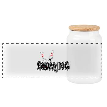 Bowling - Panoramic Cookie Jar with Wooden Lid - white - Front