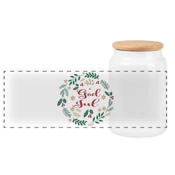 Frohe Weihnachten T-Shirt Gott Jul Frohe Weihnachten - Panorama Keksdose mit Holzdeckel - Weiß - Vorne