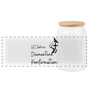 Diamantene Konfirmation 60 Jahre Jubelkonfirmation - Panorama Keksdose mit Holzdeckel - Weiß - Vorne