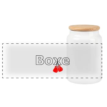 Boxing - Panoramic Cookie Jar with Wooden Lid - white - Front