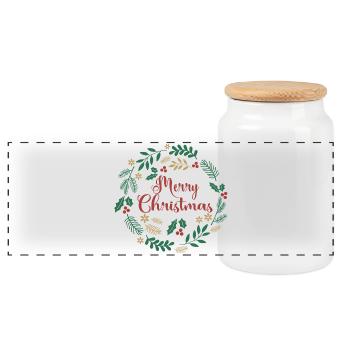 Frohe Weihnachten T-Shirt Frohe Weihnachten Feliz Navidad - Panorama Keksdose mit Holzdeckel - Weiß - Vorne